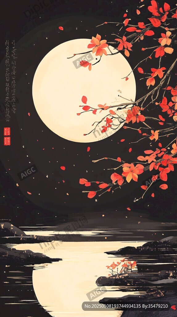 花好月圓古風插畫