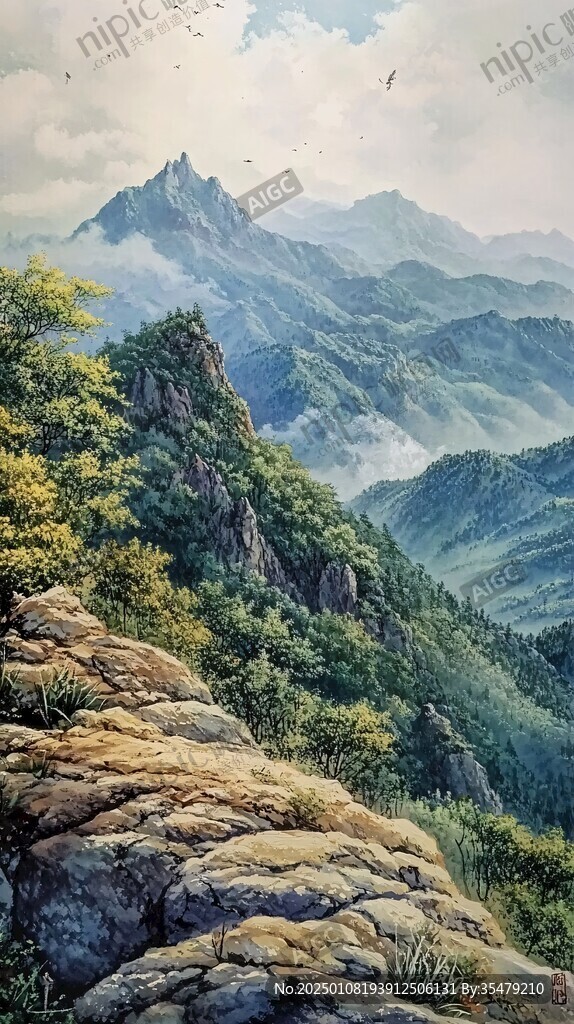 伏牛山主峰油畫