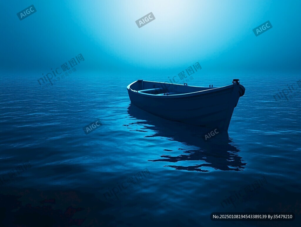 深海藍背景船