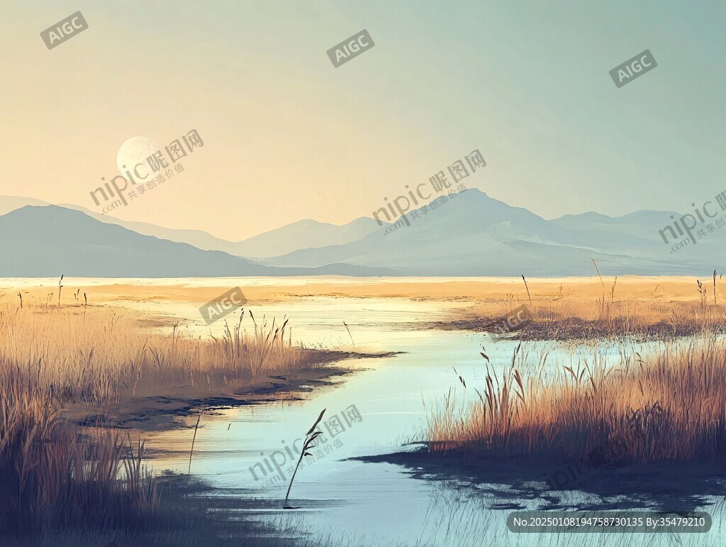 荒野黃昏插畫