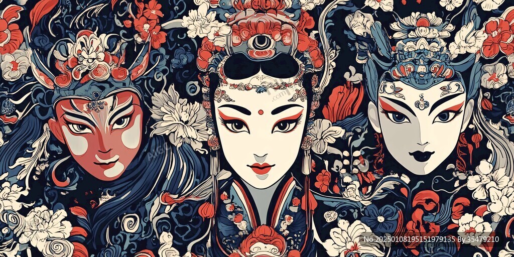 京劇花旦插畫