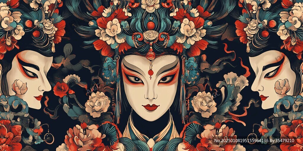 京劇花旦插畫