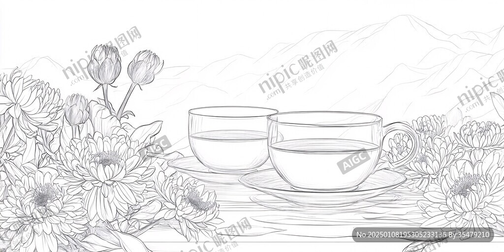 菊花茶包裝插畫
