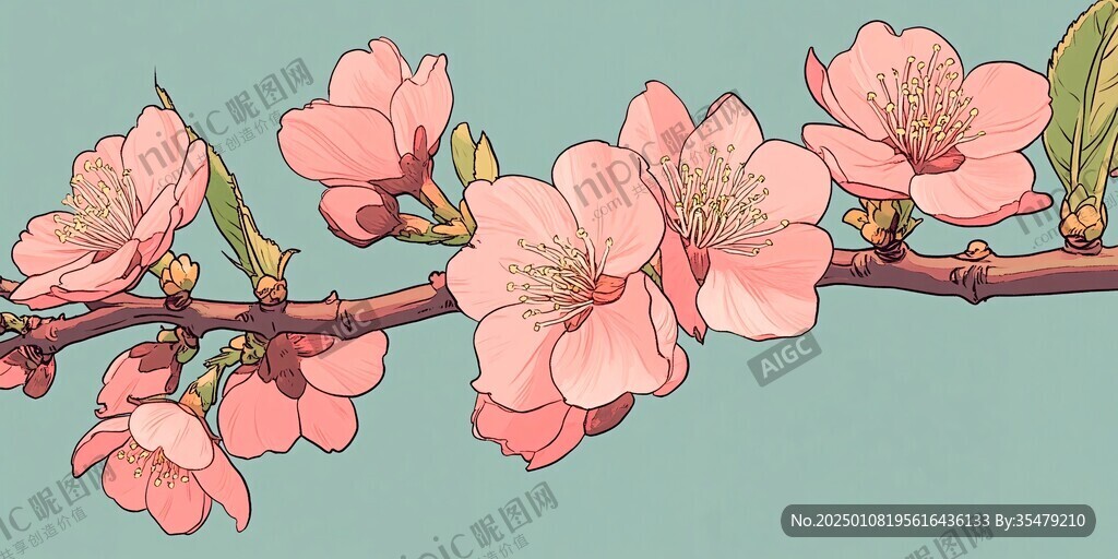桃花包裝插畫