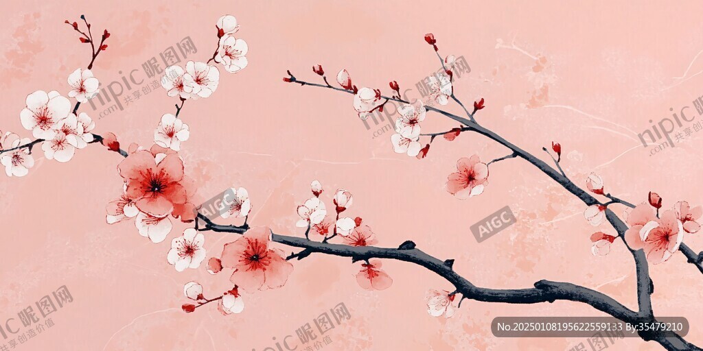 梅花大型高清壁畫