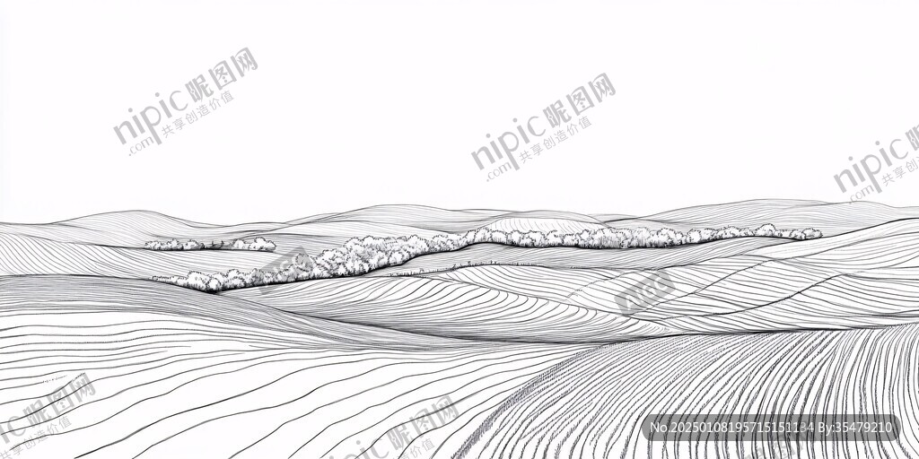 新中式線描山水畫