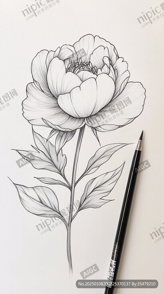 芍藥手繪稿