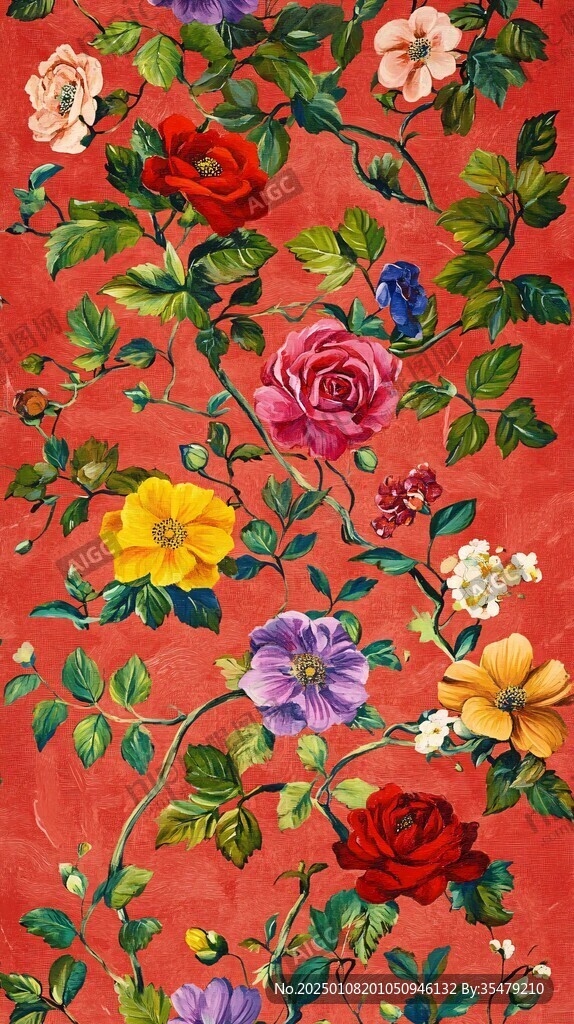 高清插畫宮廷靜物花卉