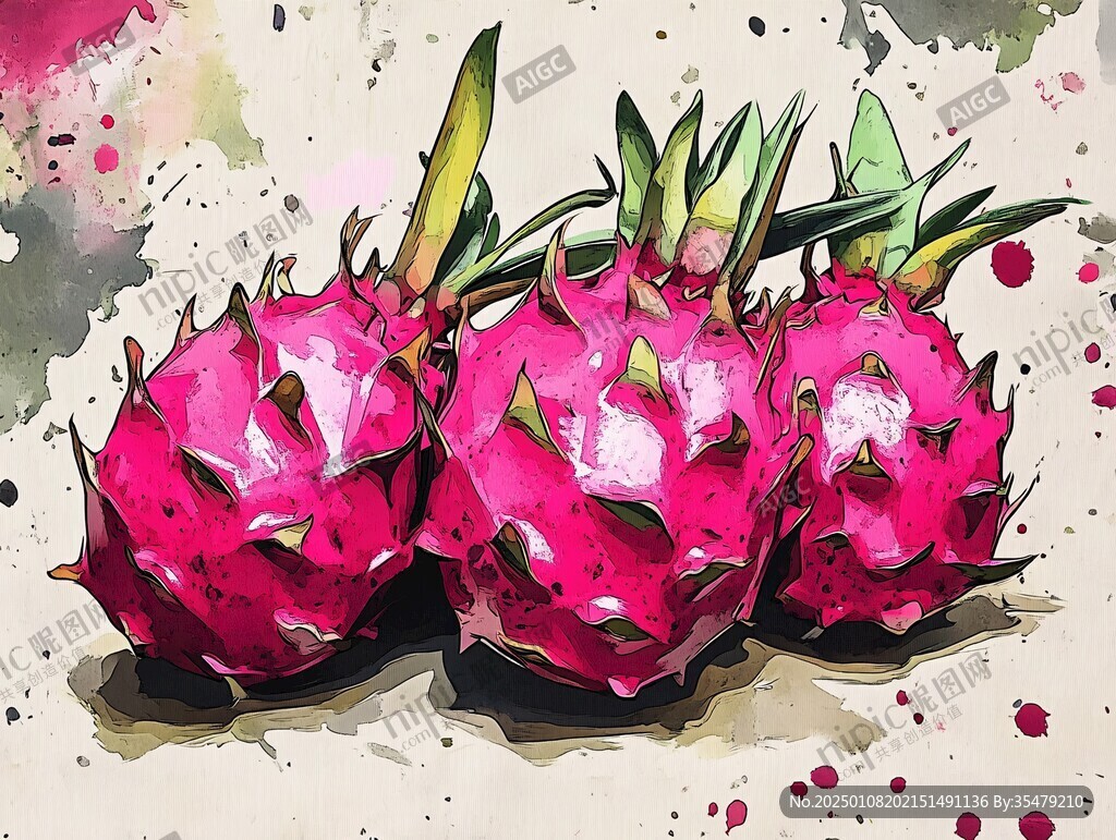 火龍果插畫