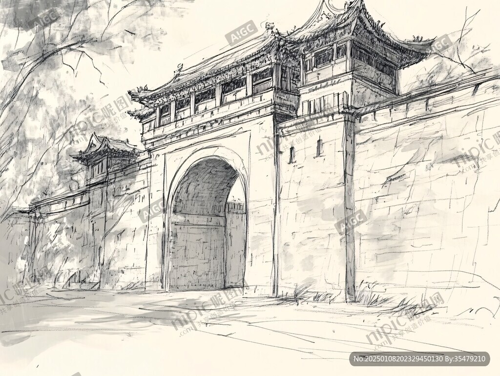 紫荊城門插畫
