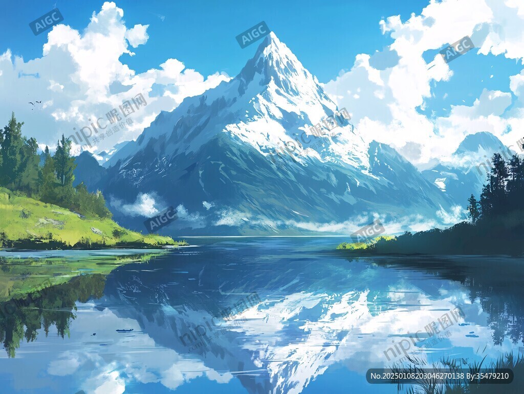 插畫圖山插畫