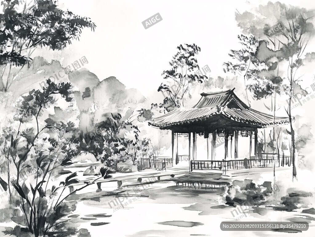 插畫愛晚亭