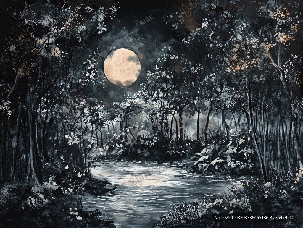 月夜油畫