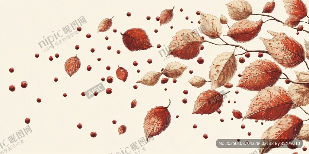 新中式紅葉插畫