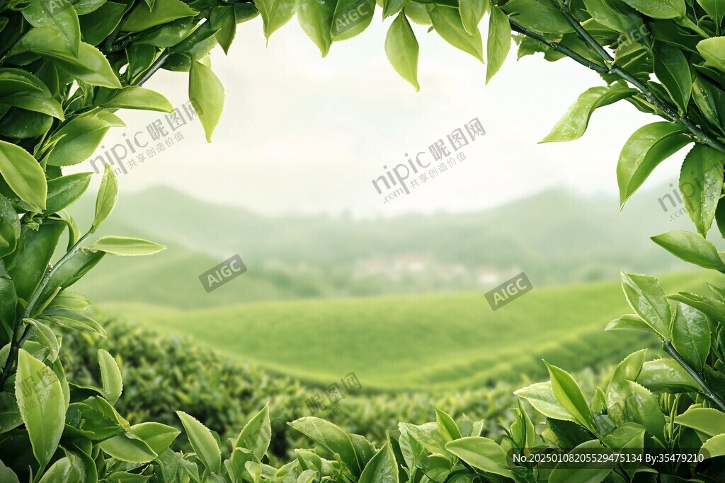 茶園綠茶廣告背景