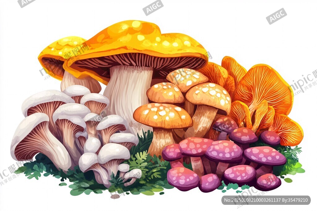 手繪菌菇插畫
