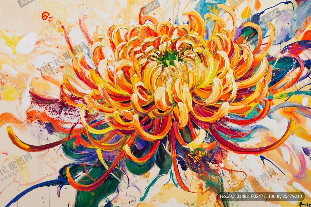 油畫菊花