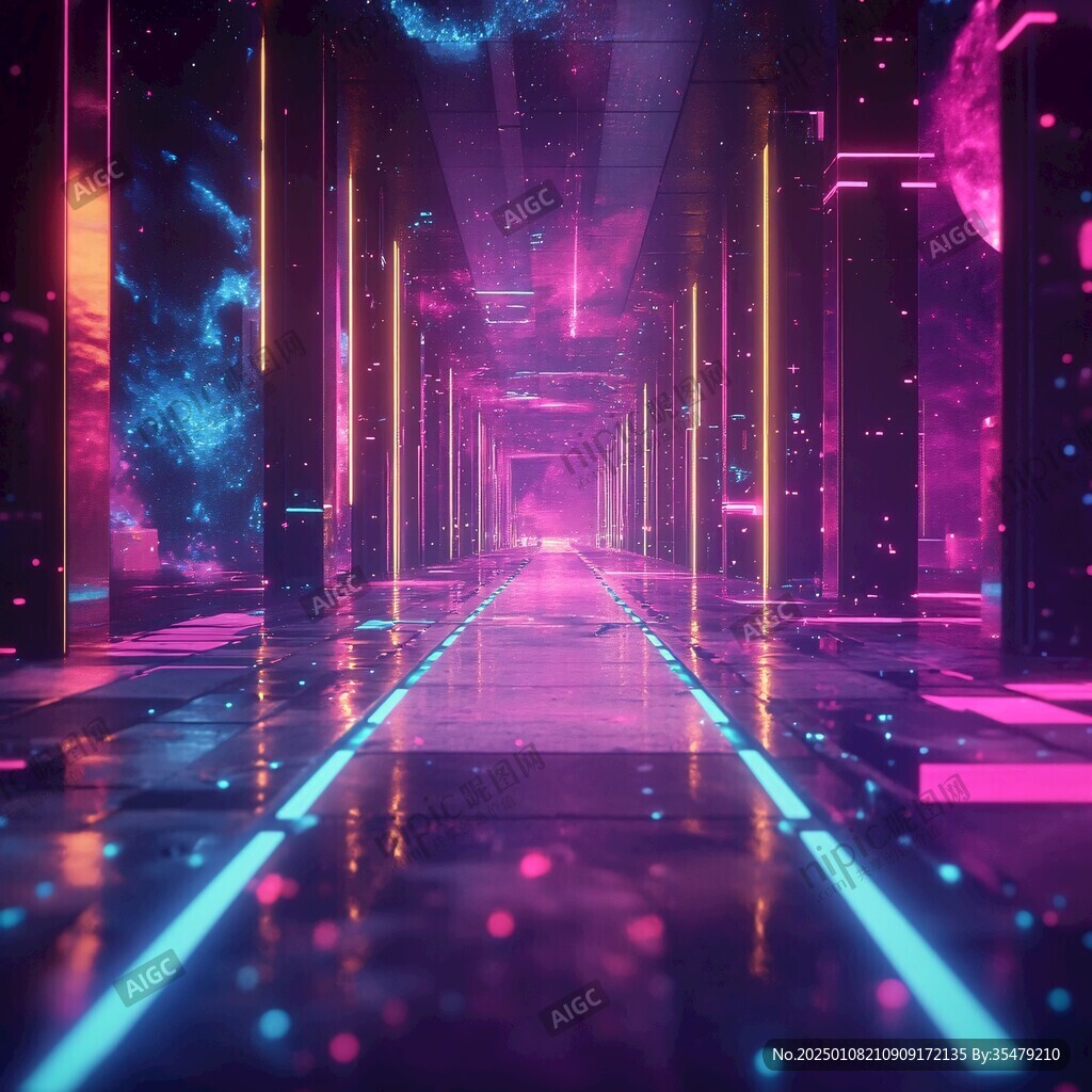 科幻燈光走廊