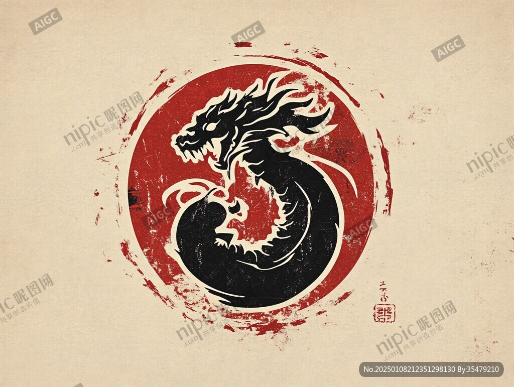 圓形龍插畫