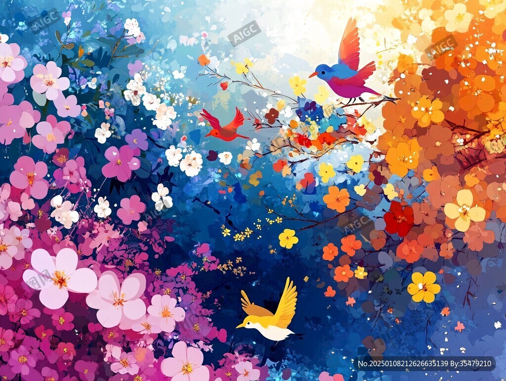 春天花鳥壁紙