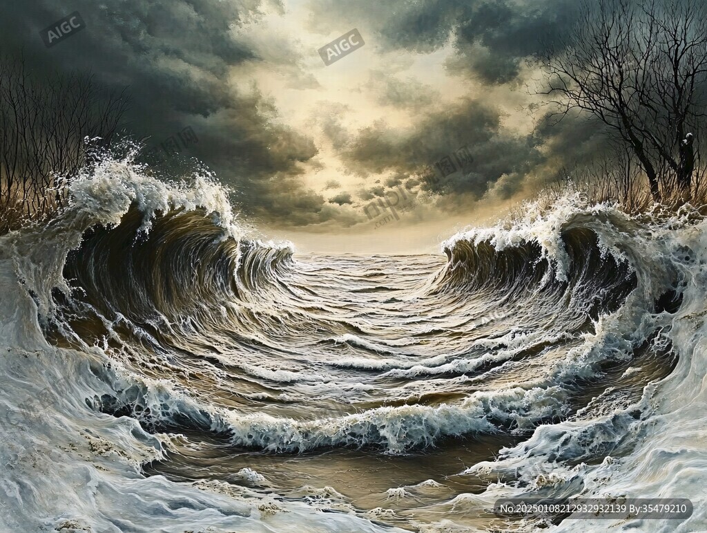 海浪無框畫