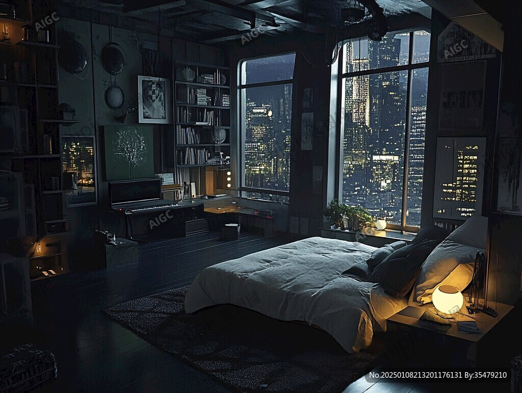 漫畫場(chǎng)景房間夜晚