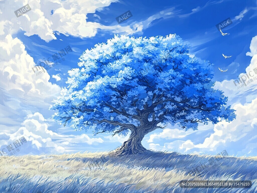 藍天大樹風(fēng)景畫