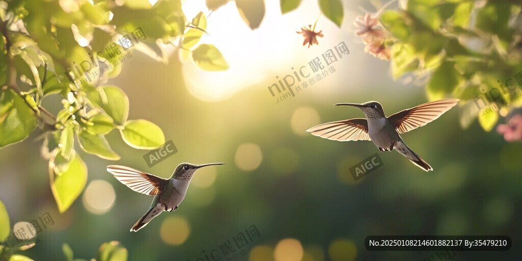 夕陽下的蜂鳥