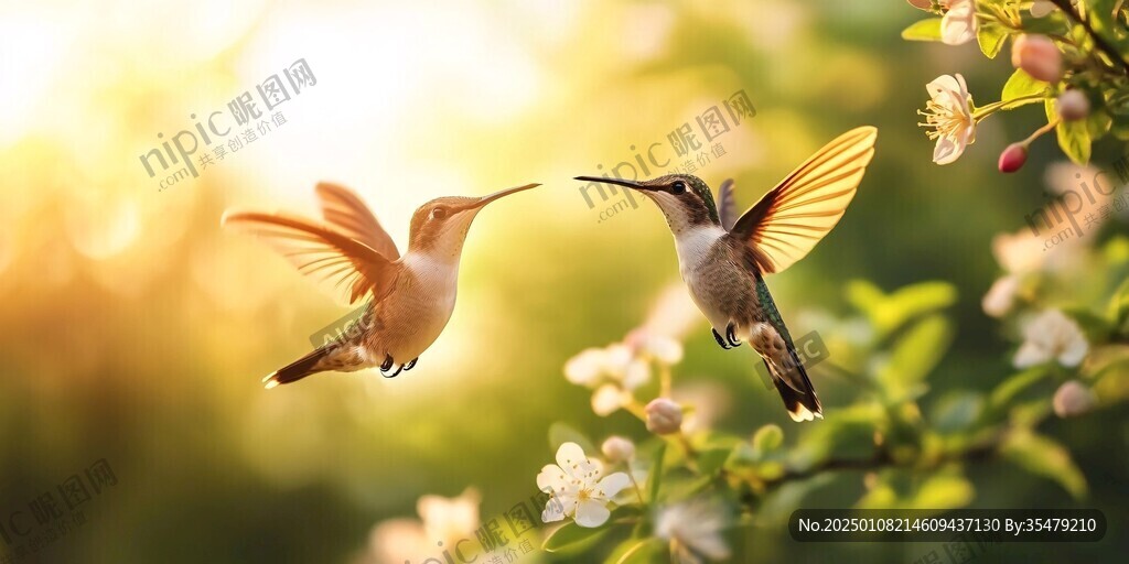 夕陽下的蜂鳥