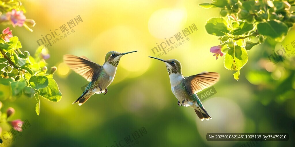 夕陽下的蜂鳥