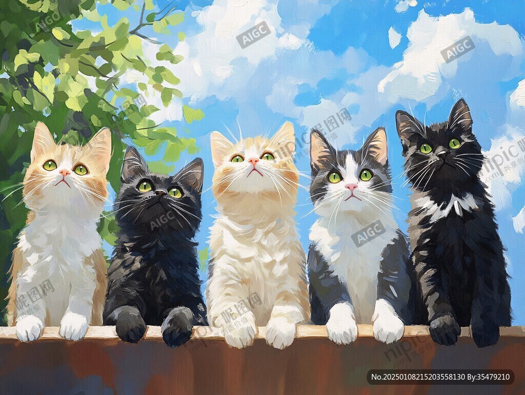 多只貓插畫