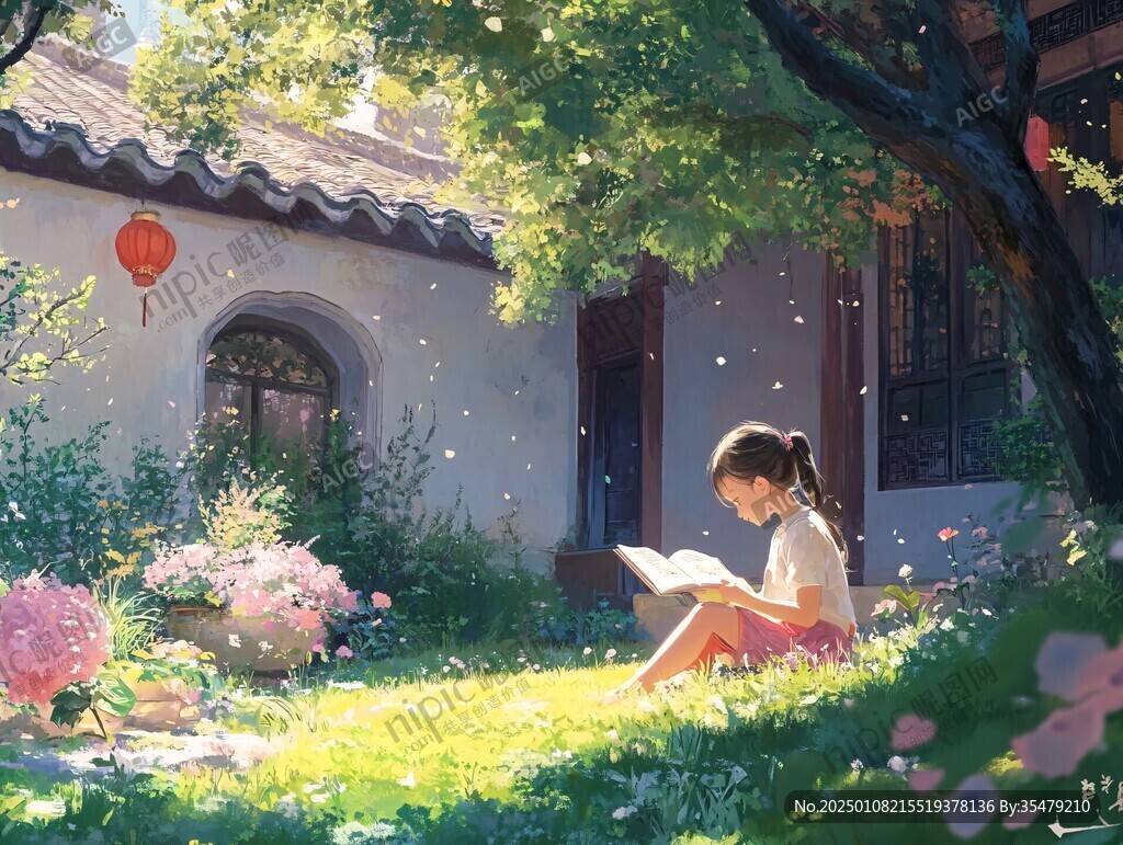 陽光下看書