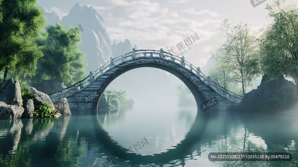 山水石拱橋效果圖