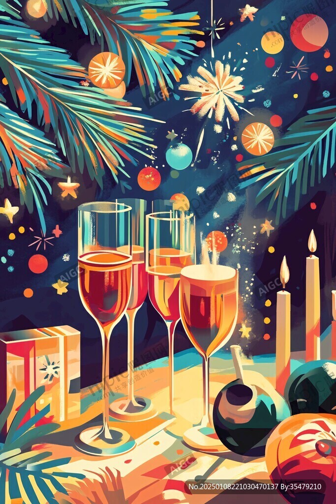 新年飲品插畫
