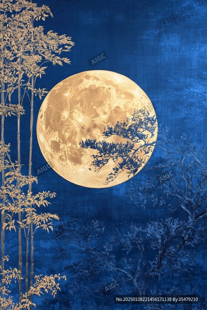 竹林圓月