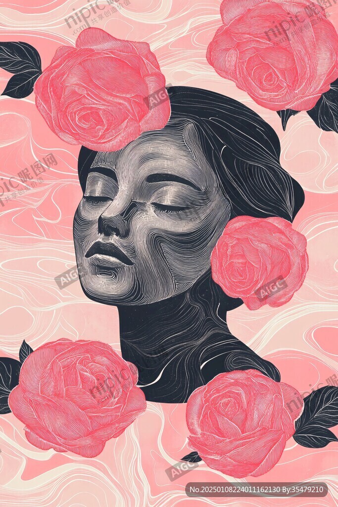 玫瑰黑糖包裝插畫