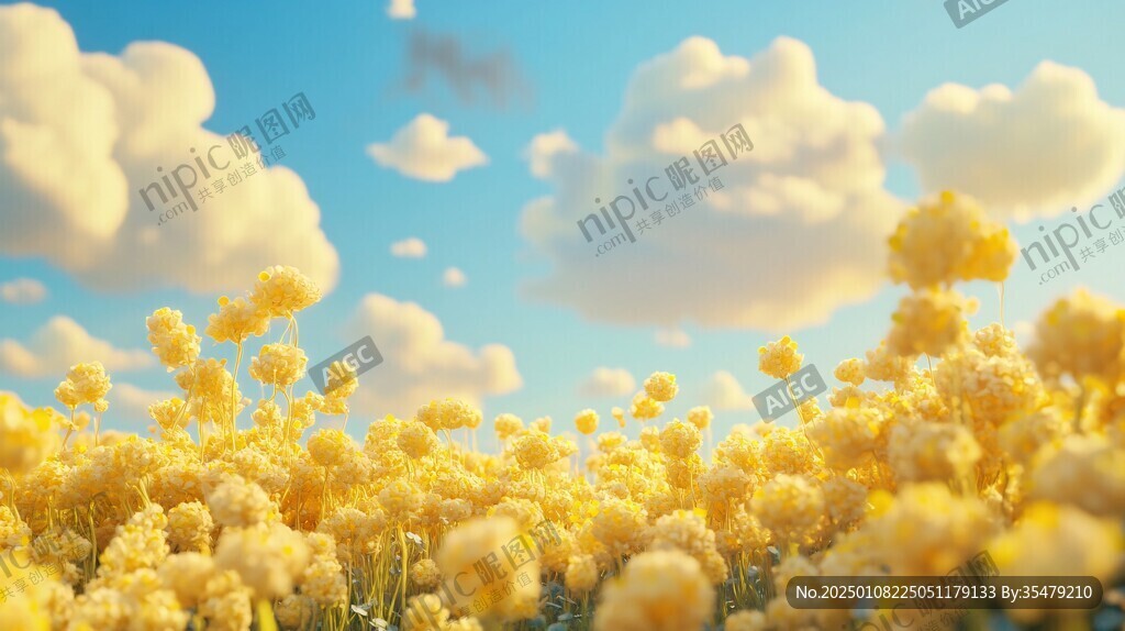 唯美夢幻花田場景