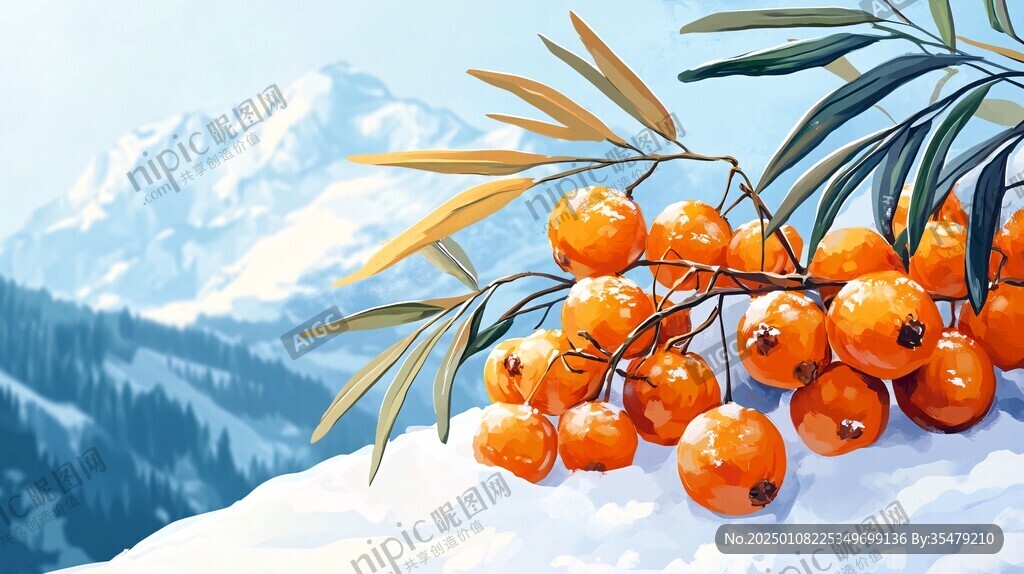 火棘插畫