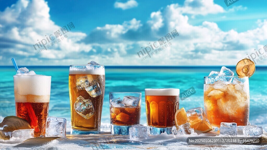 夏天冷飲舍冰水圖