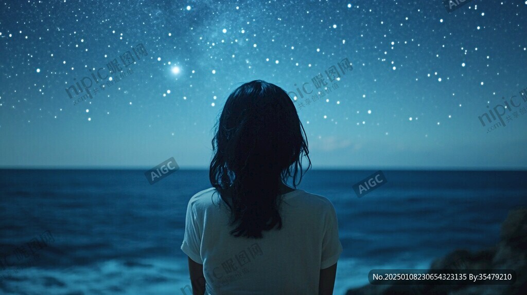 星辰大海女孩背影