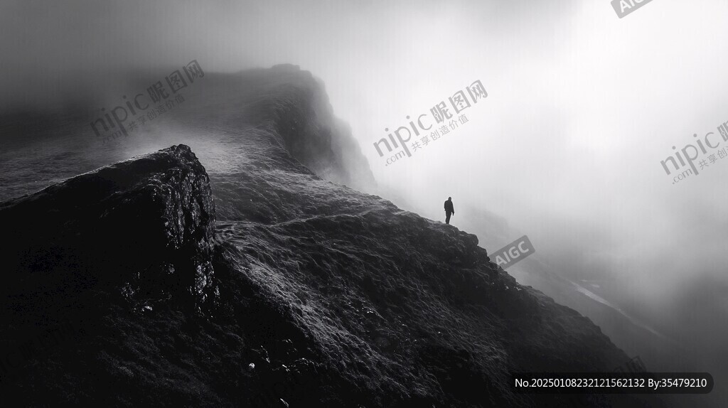 黑白意境山