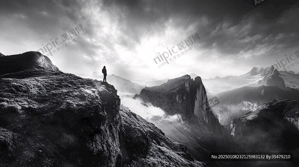 黑白意境山