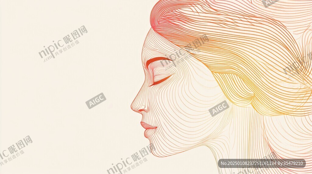 手繪女性側(cè)臉
