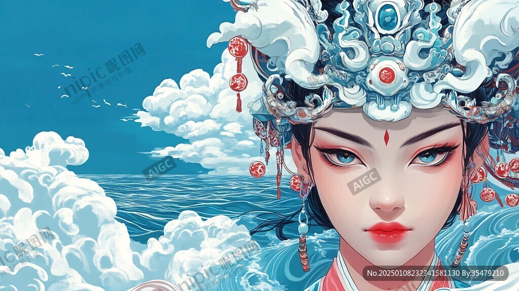 京劇花旦插畫