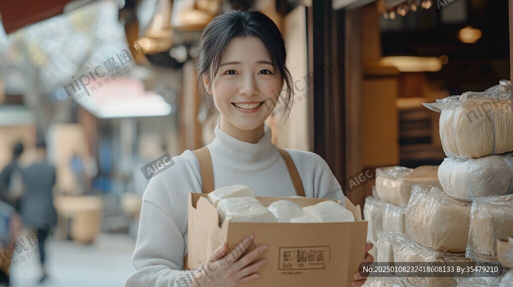 抱面包的女孩