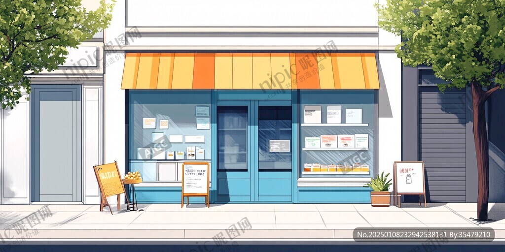 街邊小店插畫