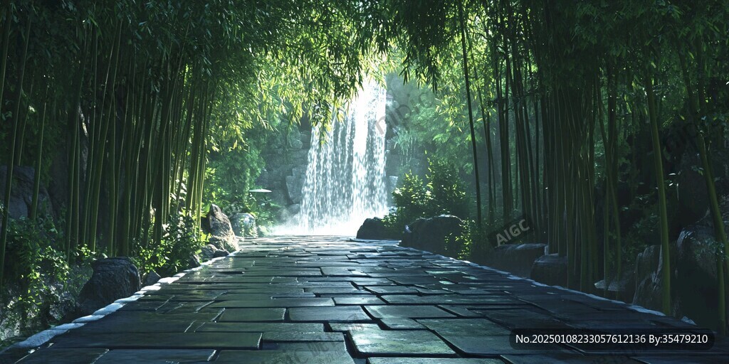 竹林石路