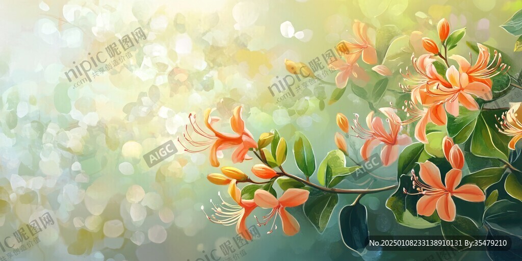 金銀花插畫