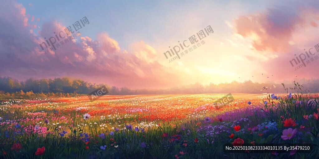 唯美夢(mèng)幻花田場(chǎng)景