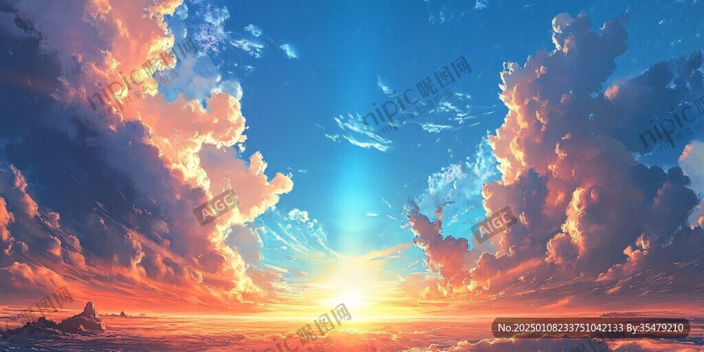 云海落日背景